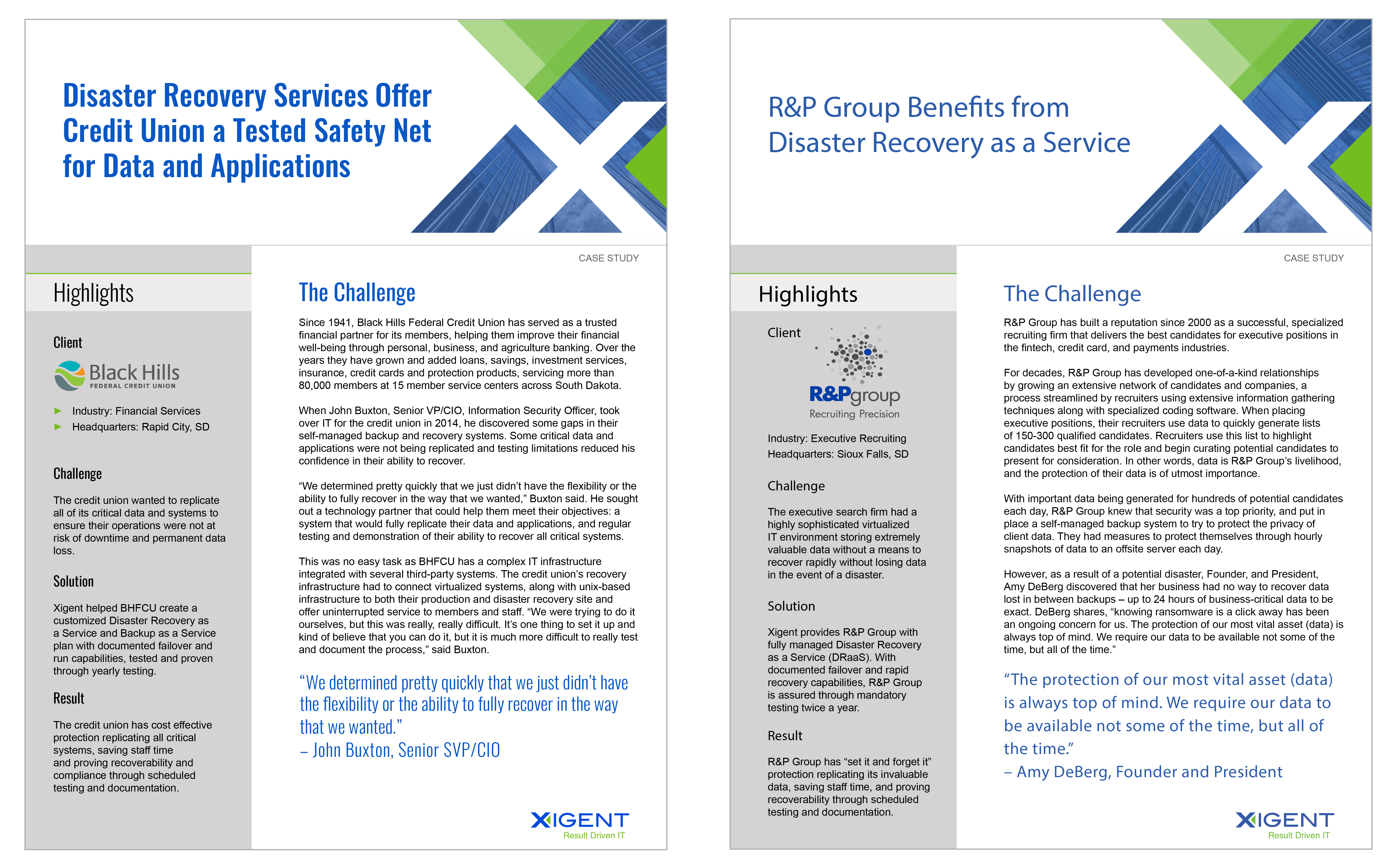 Xigent Disaster Recovery as a Service Case Study Thumbnails